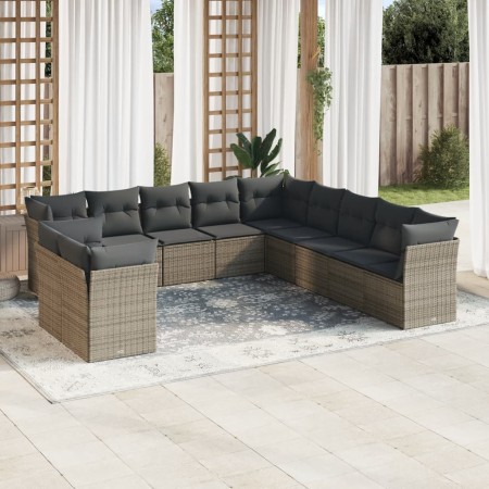 Set de sofás de jardín 11 pzas y cojines ratán sintético gris de , Conjuntos de jardín - Ref: Foro24-3249719, Precio: 685,73 ...