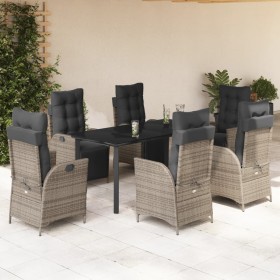 Set comedor jardín 7 pzas y cojines ratán sintético gris en Conjuntos de jardín | Comprar online en Foru.es