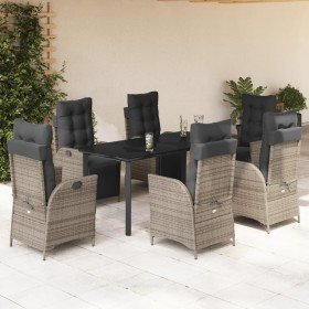 Set comedor jardín 7 pzas y cojines ratán sintético gris en Conjuntos de jardín | Comprar online en Foru.es