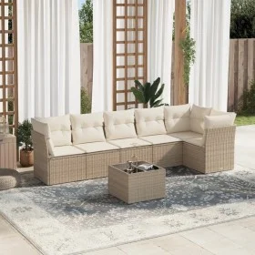 Set of 7-piece garden sofas and beige synthetic rattan cushions by , Garden sets - Ref: Foro24-3249507, Price: 461,42 €, Disc...
