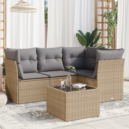 Juego de sofás jardín con cojines 5 pzas ratán sintético beige de , Conjuntos de jardín - Ref: Foro24-3249428, Precio: 342,14...