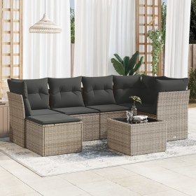 Set de sofás de jardín 7 piezas con cojines ratán PE gris de , Conjuntos de jardín - Ref: Foro24-3249799, Precio: 413,83 €, D...