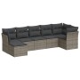 Set de sofás de jardín 7 piezas con cojines ratán PE gris de , Conjuntos de jardín - Ref: Foro24-3249809, Precio: 437,71 €, D...