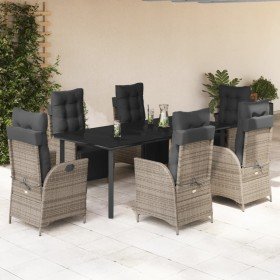 Set comedor jardín 7 pzas y cojines ratán sintético gris en Conjuntos de jardín | Comprar online en Foru.es
