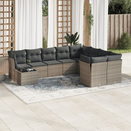 Set de sofás de jardín 10 pzas con cojines ratán sintético gris de , Conjuntos de jardín - Ref: Foro24-3250029, Precio: 628,8...