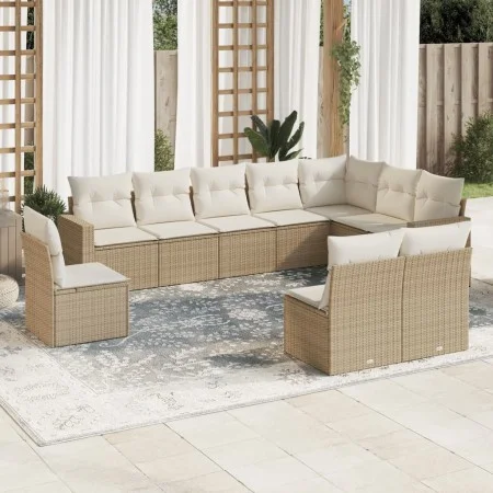 Garden sofa set with beige cushions 10 pieces synthetic rattan by , Modular outdoor sofas - Ref: Foro24-3251445, Price: 686,5...