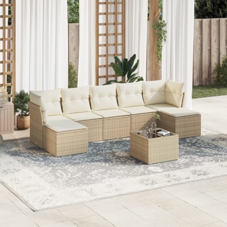 Juego de sofás de jardín con cojines beige 8 pzas ratán PE de , Conjuntos de jardín - Ref: Foro24-3249877, Precio: 485,96 €, ...