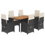 Set de comedor de jardín 7 pzas y cojines ratán sintético negro de , Conjuntos de jardín - Ref: Foro24-3212226, Precio: 847,3...