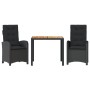 Set comedor de jardín 3 pzas con cojines ratán sintético negro de , Conjuntos de jardín - Ref: Foro24-3212230, Precio: 337,17...