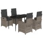 Set comedor de jardín 5 piezas con cojines ratán sintético gris de , Conjuntos de jardín - Ref: Foro24-3212354, Precio: 568,3...