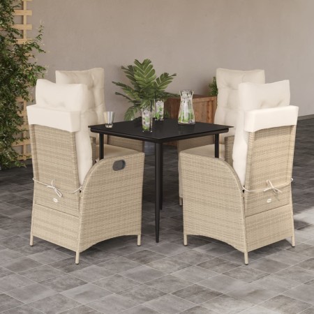 Set comedor de jardín 5 pzas con cojines ratán sintético beige en Conjuntos de jardín | Comprar online en Foru.es