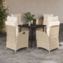 Set comedor de jardín 5 pzas con cojines ratán sintético beige en Conjuntos de jardín | Comprar online en Foru.es