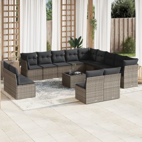 Set de sofás de jardín 14 pzas con cojines ratán sintético gris de , Conjuntos de jardín - Ref: Foro24-3250339, Precio: 864,4...