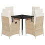 Set comedor de jardín 5 pzas con cojines ratán sintético beige en Conjuntos de jardín | Comprar online en Foru.es
