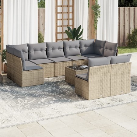Juego de sofás jardín con cojines beige 10 pzas ratán sintético de , Conjuntos de jardín - Ref: Foro24-3249998, Precio: 632,8...