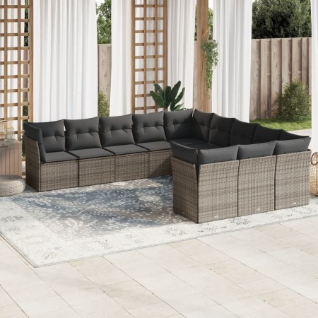 Set de sofás de jardín 11 pzas y cojines ratán sintético gris de , Conjuntos de jardín - Ref: Foro24-3250249, Precio: 649,17 ...