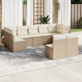 Set de sofás de jardín 9 pzas con cojines ratán sintético beige de , Conjuntos de jardín - Ref: Foro24-3249987, Precio: 617,4...