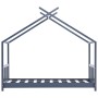 Estructura de cama infantil madera maciza pino gris 80x160 cm de vidaXL, Cunas y camas para niños - Ref: Foro24-283371, Preci...