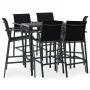 Mesa alta y taburetes de bar de jardín 7 piezas negro y gris de , Conjuntos de jardín - Ref: Foro24-3073578, Precio: 661,60 €...