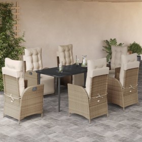 Set comedor de jardín 7 pzas con cojines ratán sintético beige en Conjuntos de jardín | Comprar online en Foru.es