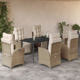 Set comedor de jardín 7 pzas con cojines ratán sintético beige en Conjuntos de jardín | Comprar online en Foru.es