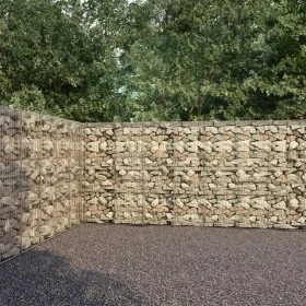 Gabionenwand mit Abdeckungen aus verzinktem Stahl 600x30x200 cm von vidaXL, Zaunpaneele - Ref: Foro24-144915, Preis: 374,19 €...