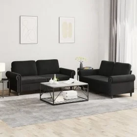 Juego de sofás con cojines 2 piezas terciopelo negro de , Sofás - Ref: Foro24-3202215, Precio: 465,92 €, Descuento: %