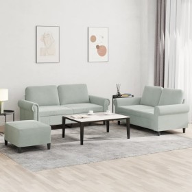Juego de sofás con cojines 3 piezas terciopelo gris claro de , Sofás - Ref: Foro24-3202220, Precio: 544,15 €, Descuento: %