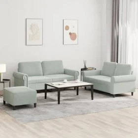 Sofa set with cushions 3 pieces light gray velvet by , Sofas - Ref: Foro24-3202220, Price: 489,28 €, Discount: %