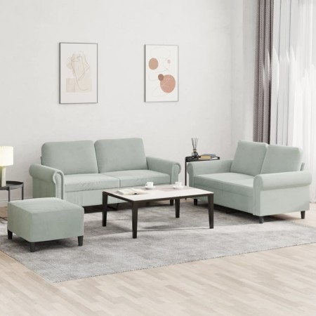 Juego de sofás con cojines 3 piezas terciopelo gris claro de , Sofás - Ref: Foro24-3202220, Precio: 544,15 €, Descuento: %
