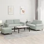Sofa set with cushions 3 pieces light gray velvet by , Sofas - Ref: Foro24-3202220, Price: 489,28 €, Discount: %