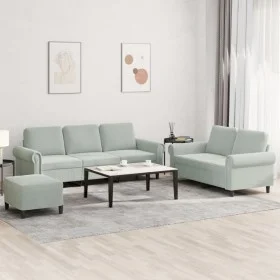 Juego de sofás con cojines 3 piezas terciopelo gris claro de , Sofás - Ref: Foro24-3202260, Precio: 593,15 €, Descuento: %