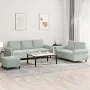 Juego de sofás con cojines 3 piezas terciopelo gris claro de , Sofás - Ref: Foro24-3202260, Precio: 593,15 €, Descuento: %