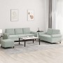 Juego de sofás con cojines 3 piezas terciopelo gris claro de , Sofás - Ref: Foro24-3202260, Precio: 603,28 €, Descuento: %