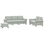 Juego de sofás con cojines 3 piezas terciopelo gris claro de , Sofás - Ref: Foro24-3202260, Precio: 603,28 €, Descuento: %