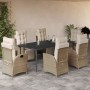 Set comedor de jardín 7 pzas con cojines ratán sintético beige en Conjuntos de jardín | Comprar online en Foru.es