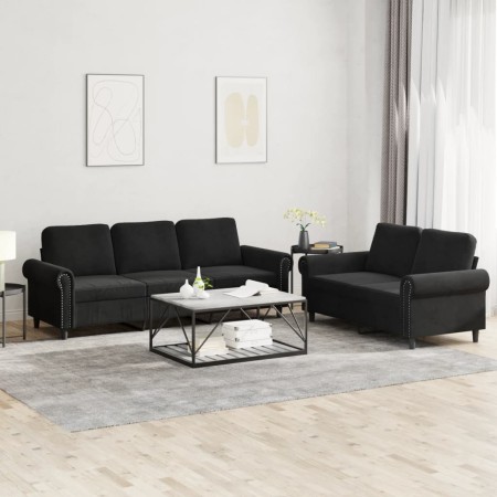 Juego de sofás con cojines 2 piezas terciopelo negro de , Sofás - Ref: Foro24-3202255, Precio: 565,81 €, Descuento: %