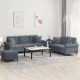 Juego de sofás con cojines 3 piezas terciopelo gris oscuro de , Sofás - Ref: Foro24-3202281, Precio: 610,81 €, Descuento: %