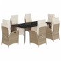 Set comedor de jardín 7 pzas con cojines ratán sintético beige en Conjuntos de jardín | Comprar online en Foru.es