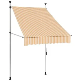 Toldo manual retráctil 100 cm naranja y blanco a rayas de , Toldos - Ref: Foro24-145831, Precio: 91,38 €, Descuento: %