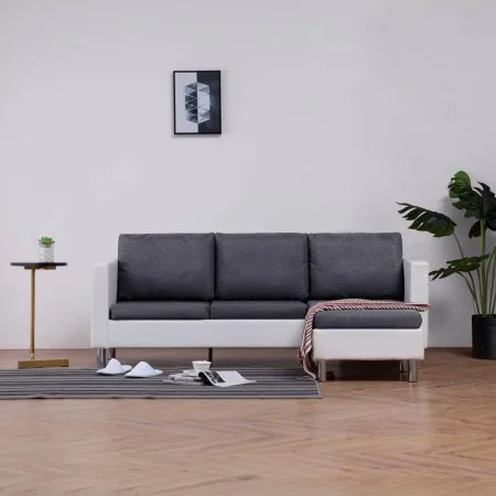 Sofá de 3 plazas con cojines cuero sintético blanco de , Sofás - Ref: Foro24-282286, Precio: 379,54 €, Descuento: %