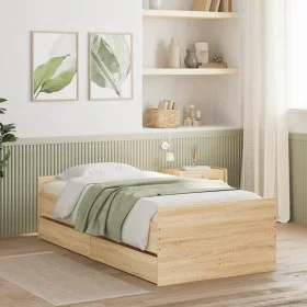 Sonoma oak bed frame with drawers 75x190 cm by , Beds and slatted bases - Ref: Foro24-3207387, Price: 115,51 €, Discount: %