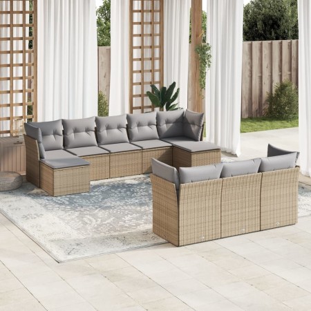 Juego de sofás jardín con cojines beige 10 pzas ratán sintético de , Conjuntos de jardín - Ref: Foro24-3250168, Precio: 643,1...