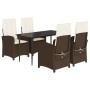 Set comedor de jardín 5 piezas y cojines ratán sintético marrón de , Conjuntos de jardín - Ref: Foro24-3212333, Precio: 575,6...