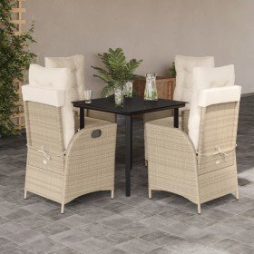 Set comedor de jardín 5 pzas con cojines ratán sintético beige en Conjuntos de jardín | Comprar online en Foru.es