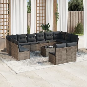 Set sofás de jardín con cojines 13 piezas ratán sintético gris de , Conjuntos de jardín - Ref: Foro24-3250219, Precio: 757,61...