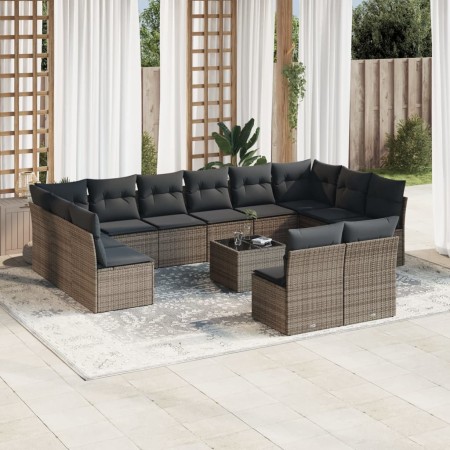 Set sofás de jardín con cojines 13 piezas ratán sintético gris de , Conjuntos de jardín - Ref: Foro24-3250219, Precio: 757,61...