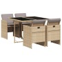 Set comedor de jardín 5 pzas con cojines ratán sintético beige de , Conjuntos de jardín - Ref: Foro24-3210540, Precio: 460,10...