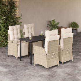 Set comedor de jardín 5 pzas con cojines ratán sintético beige en Conjuntos de jardín | Comprar online en Foru.es