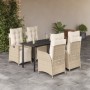 Set comedor de jardín 5 pzas con cojines ratán sintético beige en Conjuntos de jardín | Comprar online en Foru.es